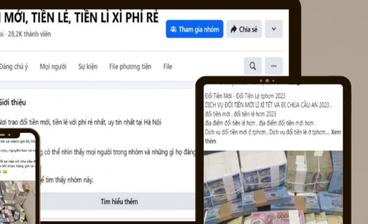 Nguy cơ bị lừa đảo trực tuyến với dịch vụ đổi tiền dịp Tết qua mạng xã hội